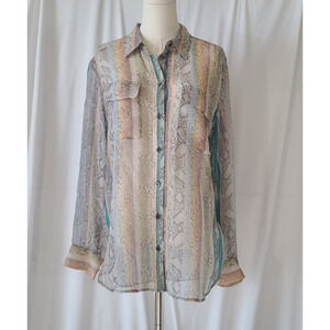 Equipment Femme Womens Skylar Snake Print 100% Silk Blouse Top Large